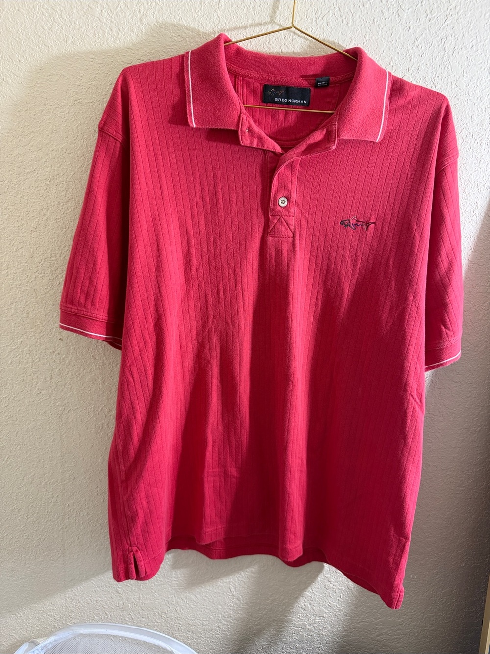 Greg Norman Collection Men's Hot Pink Polo with Contrast Trim